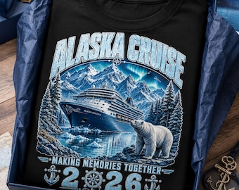 T-shirt Alaska Cruise 2026, cadeau familievakantie cruisereis, grafische T-shirt Glacier Adventure, bijpassend cruiseshirt