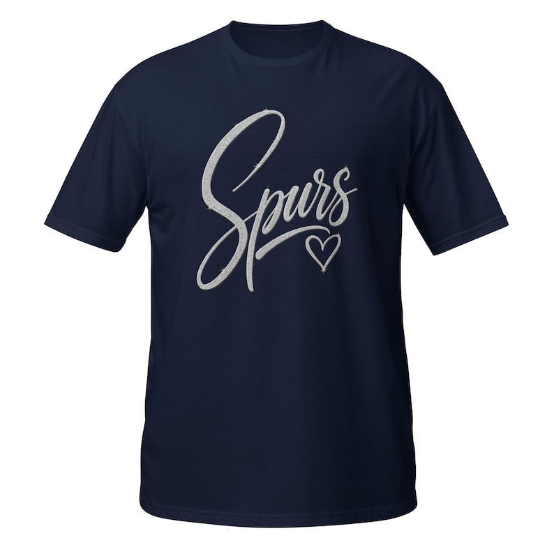 Spurs Heart T-Shirt, Cute Basketball Fan Gift, San Antonio Sports Lover Graphic Tee, Sparkle Script Shirt