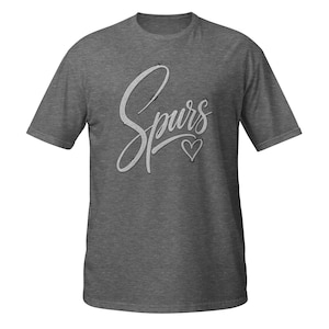 Spurs Heart T-Shirt, Cute Basketball Fan Gift, San Antonio Sports Lover Graphic Tee, Sparkle Script Shirt