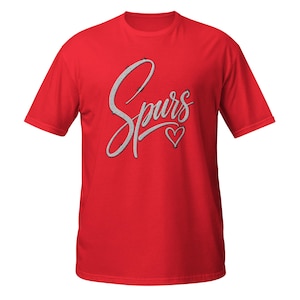 Spurs Heart T-Shirt, Cute Basketball Fan Gift, San Antonio Sports Lover Graphic Tee, Sparkle Script Shirt