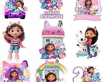 Gabbys dockhus födelsedag PNG-paket, festtröjadesign (digital nedladdning)