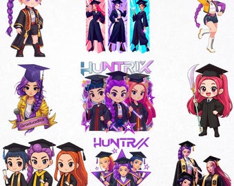 Kawaii Anime Examen Clipart Bundle | Kpop Senior 2026 PNG (digital nedladdning)