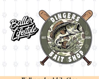 Loja de iscas Dingers para jovens PNG, presentes de beisebol para meninos, beisebol PNG, roupas esportivas, presentes para times de beisebol, pesca juvenil PNG