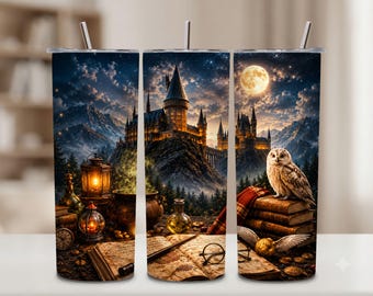 Wizard School Inspired Tumbler PNG Bundle, Magical Fantasy Design for tumblers Sublimation Digital Download Clipart Tumbler Wrap PNG trendy