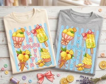 La Dolce Vita PNG, Lemon Gelato Clipart Coquette Summer PNG, Cute Dessert Sublimation, Italian Summer Digital Download