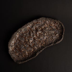 Black Wabi Sabi Snack Tray, Raw Bronze Textured Serving Platter, Rustic Appetizer Plate