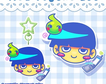 Shigeo Kageyama & Dimple Chibi Acrylic Keyring | Mob Anime Fan Art Charm (Double Sided)