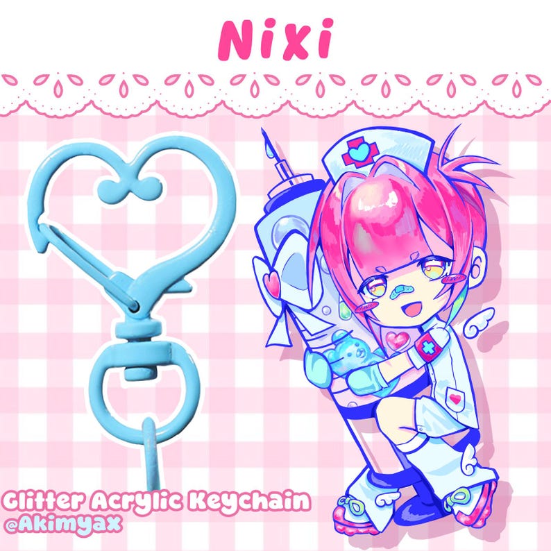 Nixi original character glitter acrylic keychain by AKIMYAX