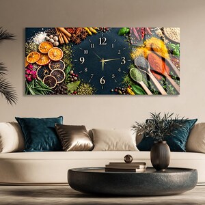 Spice Kitchen Wall Clock, Herbs Dried Orange Clock, Rustic Culinary Silent Wall Clock Gift
