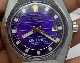 Vintage Luxurious Look Seiko King Automatic Purple Dial Men’s Watch | Luxury Stainless Steel Bracelet Refurbished Wristwatch