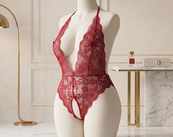 Koronkowe body bieliźniane w rozmiarze XL–4XL, eleganckie, prześwitujące piżamy