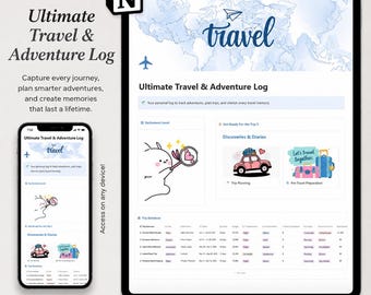 Ultimate Notion Travel Planner Template, Trip Itinerary Dashboard, Vacation Organizer, Adventure Journal, Travel Log Digital