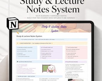 Student Notes Notion Template, Lecture Notes System, Study Planner, Exam Tracker, Academic Dashboard, University Hub