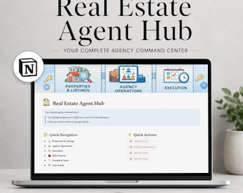 Real Estate Agent Notion Template, Realtor CRM Dashboard, Property Listing Manager, Lead Tracker, Agency Business Planner