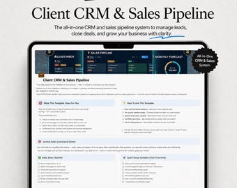 Client CRM Notion Template, Sales Pipeline Tracker, Lead Management Dashboard, Deal Tracker, Small Business CRM System Hub