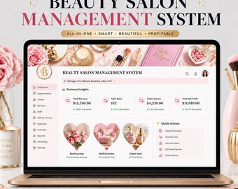 Beauty Salon Management Notion Template | Salon Booking Client Tracker Business Dashboard Spa Planner System Hub