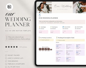 Wedding Planner Notion Template, Bridal Organizer, Wedding Budget Tracker, Guest List Manager, Wedding Checklist Dashboard