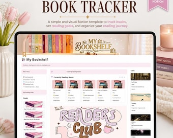 Book Tracker Notion Template, Reading Journal, Digital Bookshelf, Reading Challenge Planner, TBR Tracker, Book Lover Dashboard