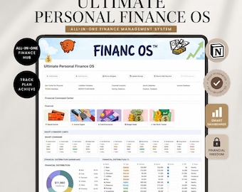 Personal Finance Notion Template, Budget Planner Dashboard, Expense Tracker, Net Worth Manager, Ultimate Finance OS System
