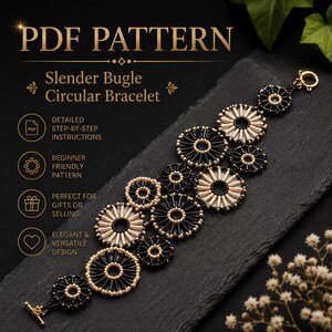 Slender Bugle Circular Bracelet Pattern PDF, Bead Weaving Tutorial, Seed Bead Jewelry, DIY Bracelet, Digital Download Guide