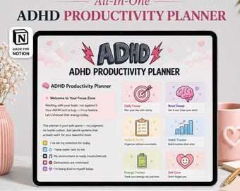 ADHD Notion Template | ADHD Productivity Planner | Executive Dysfunction Planner | Focus & Routine Dashboard System