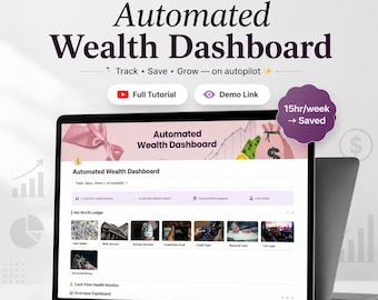 Automated Wealth Dashboard Notion Template, Net Worth Tracker, Personal Finance Dashboard, Investment & Savings Planner