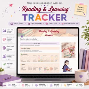 Reading Tracker Notion Template, Book Tracker Dashboard, Learning Journal, Knowledge Management System, Reading Hub