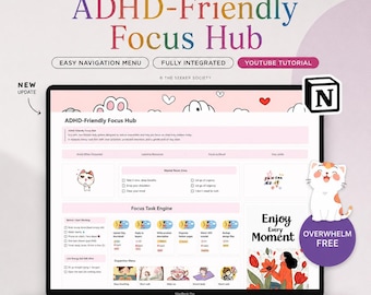 ADHD Planner Notion Template, Focus Dashboard, Neurodivergent Productivity System, Task Manager, Overwhelm Reduction Hub