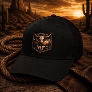 Desert Legacy | Vintage westerntruckerhoed met stierenschedelpatch