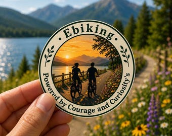 Ebike-avonturensticker 3 x 3 inch rond