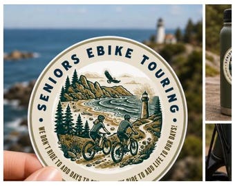 Senior e-bike toersticker rond 3"x3"