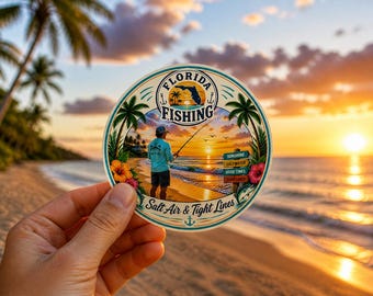 Sticker Florida vissen 3 x 3 inch rond