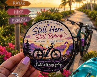 Inspirerende sticker Cancer Survivor EBiking 3 x 3 inch