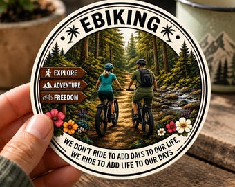 Sticker e-bike: inspirerende sticker voor buitenavonturen, rond 3x3