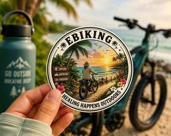 1 Ebike-sticker, tropisch, rond 3x3