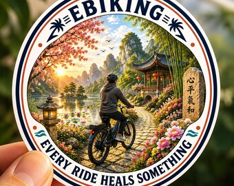 Ebikesticker, Asian Garden ebike, motiverend, 3 x 3 rond, mat