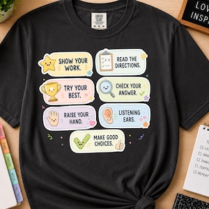 Grades 3-5 Teacher Shirt, Upper Elementary Teacher Tee, Classroom Rules Sticker Shirt, Funny Teacher Life Gift