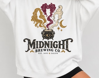 Retro Halloween Sweatshirt, Cute Witchy Vibes Shirt, Spooky Season Graphic T-shirt, Three Witch Sisters Sweater, Funny Girls Trip Crewneck