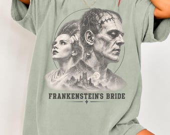 Frankensteins Bride Shirt,Mary Shelley Society Tee,Comfort Colors Vintage Horror Apparel,Dark Academia Bookish Goth,Gothic Monster Gift