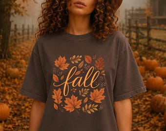 Comfort Colors® Cozy Fall Shirt, Autumn Leaves Tee, Rustic Fall T-Shirt, Harvest Season Shirt, Romantic Fall Tee, Thanksgiving Gift for Her
