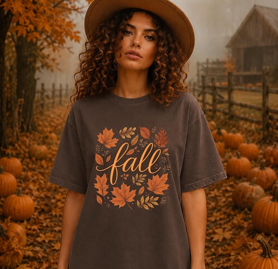 Comfort Colors® Cozy Fall Shirt, Autumn Leaves Tee, Rustic Fall T-Shirt, Harvest Season Shirt, Romantic Fall Tee, Thanksgiving Gift for Her