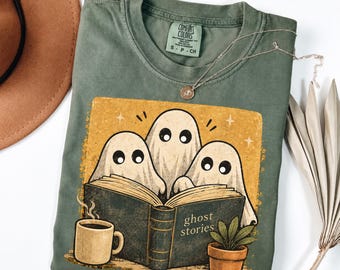 Spooky Reader Shirt, Cute Ghost Bookish Sweatshirt, Halloween Book Lover Gift, Fall Reading Graphic Tee, Cozy Librarian Bookworm Apparel