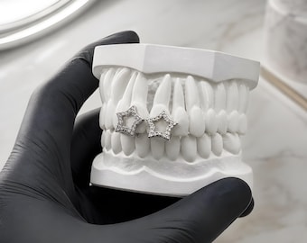 Gemas dentales con forma de estrella de cristal, diseño de estrella abierta, expositor de joyería dental