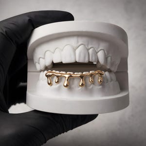 Drip Grillz Rose Gold Denti inferiori Hip Hop Melting Grill Mouth Piece Gioielli da rapper