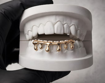 Drip Grillz Rose Gold Denti inferiori Hip Hop Melting Grill Mouth Piece Gioielli da rapper