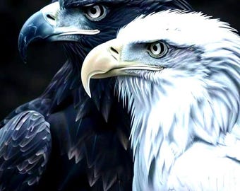 Black & White Eagle Digital Art Print | Majestic Eagle Wall Art | Wildlife Poster | Printable Home Decor | High Resolution Digital Download