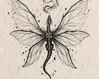 Dragonfly Tattoo SVG | Mystical Insect Wings Art | Fantasy Tattoo Design | Cricut Cut File | Laser Engraving Vector | Digital Download