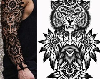 Digital nedladdning av vargkrigartatueringsdesign | Tribal vargärmtatuering | Indianinspirerad tatueringskonst | PNG JPG PDF | Direktnedladdning