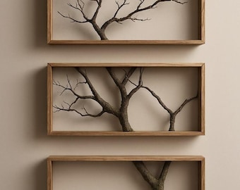 Minimalist Tree Wall Art, Neutral Nature Decor, Japandi Style Print (Digital Download)