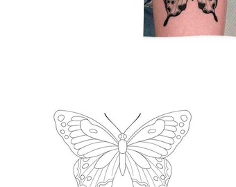 Butterfly Tattoo Design SVG PNG PDF | Minimal Butterfly Line Art | Tattoo Stencil Template | Printable Butterfly Outline | Digital Download